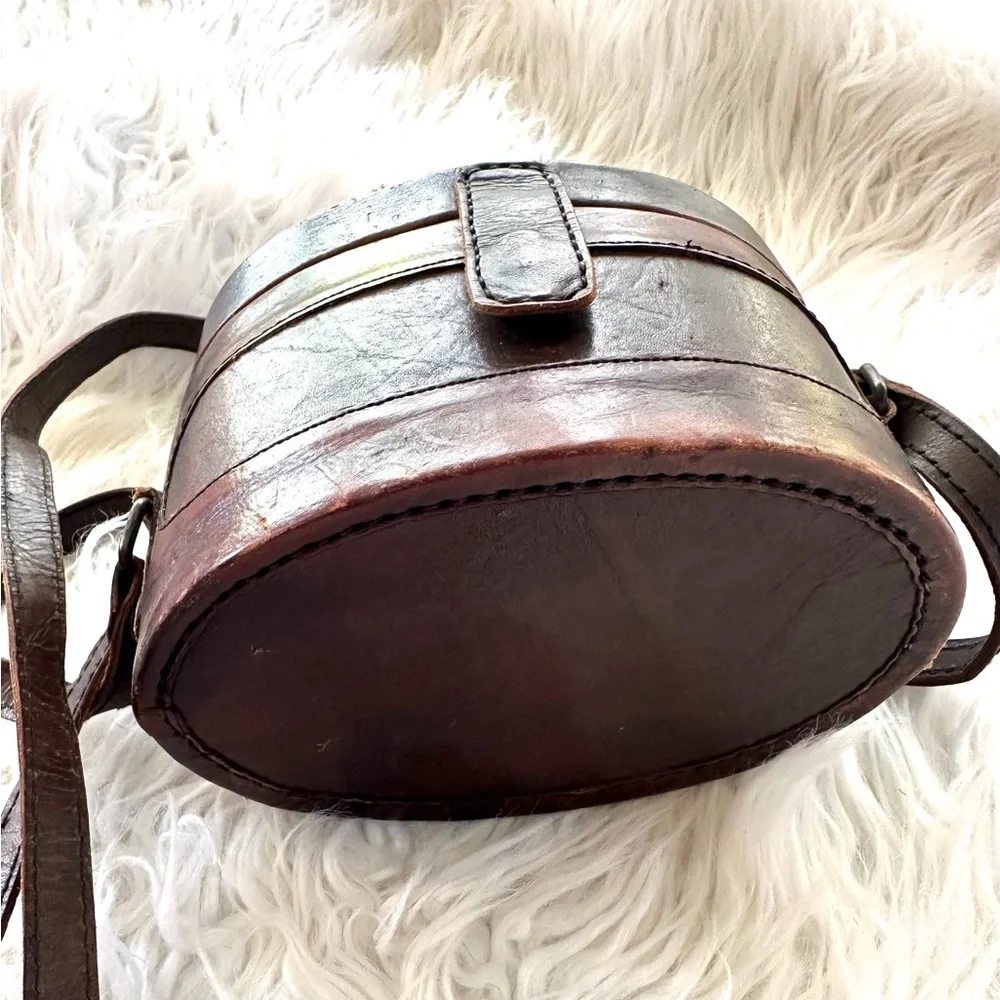 Vintage Leather Covered Miniature Bow Box Purse Boho Bag - Picture 4 of 8
